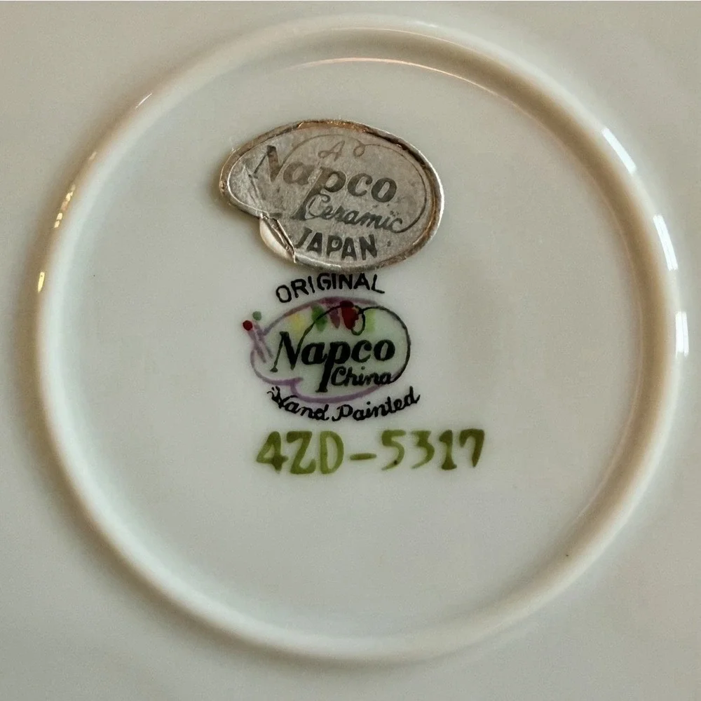 8pc VTG 60s MCM Napco China Teacup Snack Plate Hand Painted Hostess Set 4ZD-5317